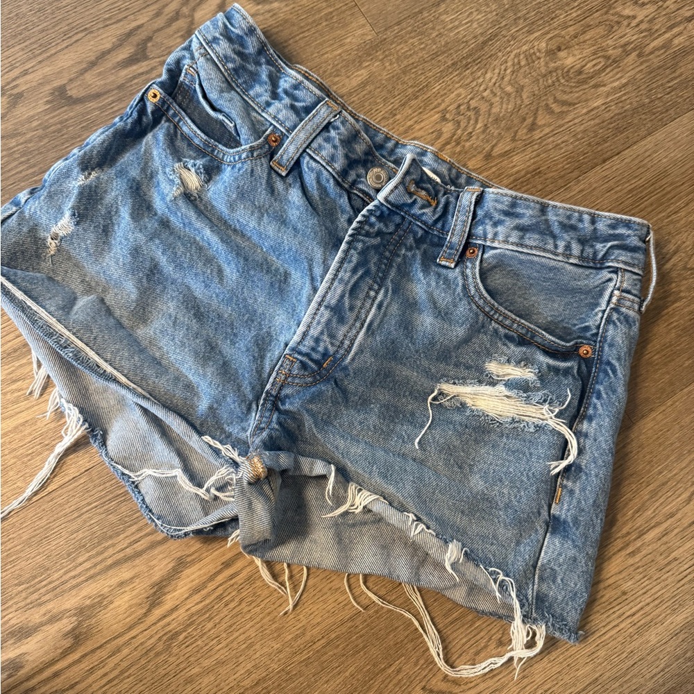 Old Navy Blue Jean Shorts Distressed High-Waisted